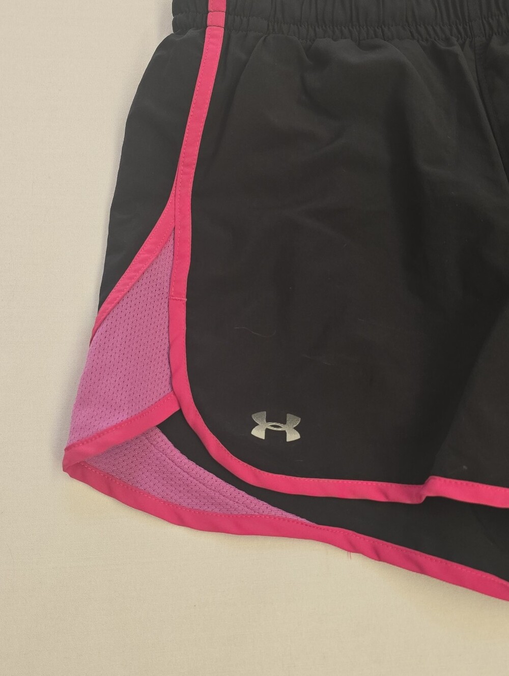 Under Armour Black Shorts with Hot Pink Trim - Women's Athletic Running Shorts - Picture 5 of 5